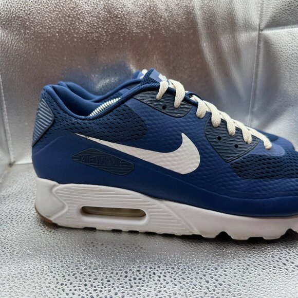 Size 11.5 Nike Air Max 90 Ultra Essential Mens Blue Running Sneakers 819474-402 - Picture 2 of 11